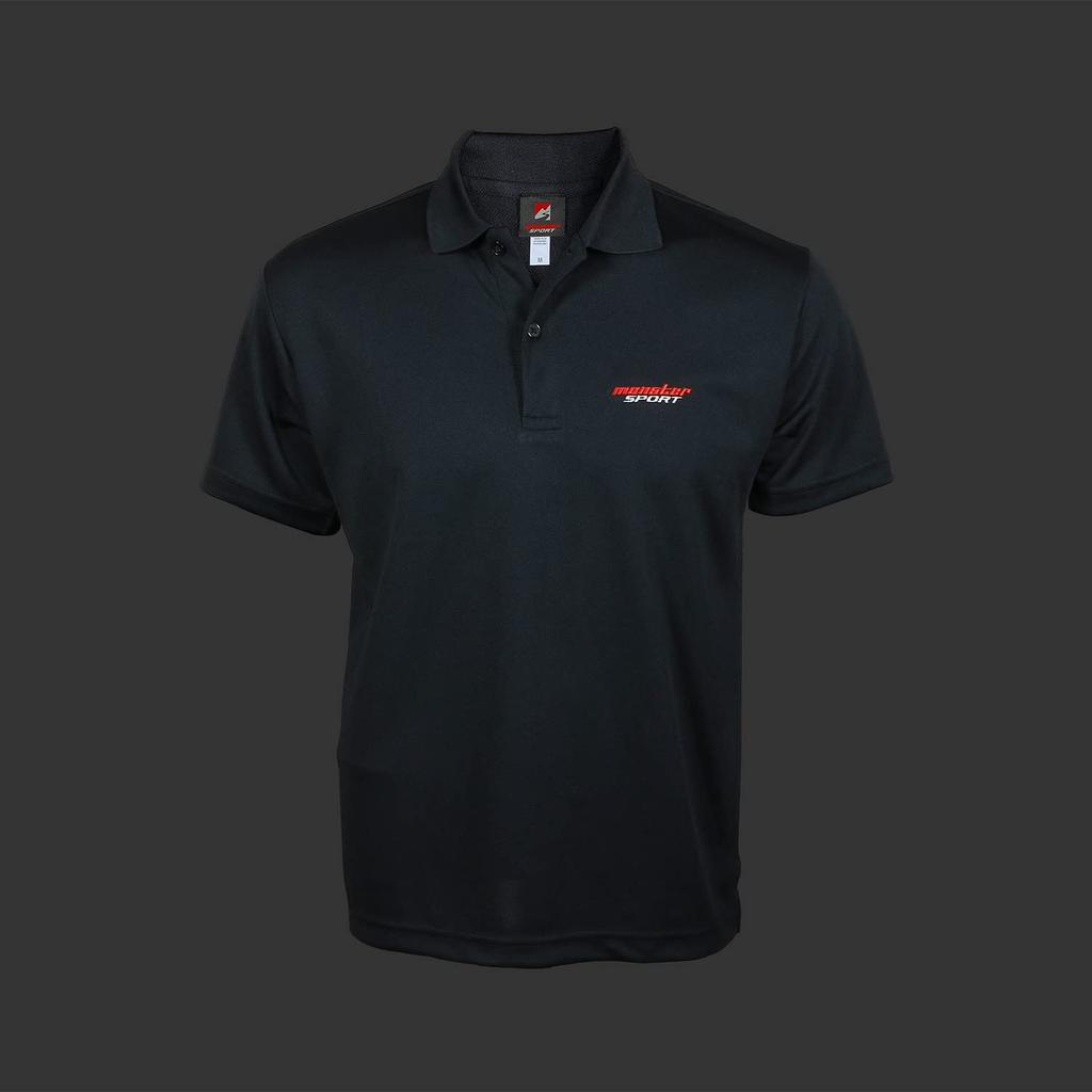 Monster Sport Embroidered Polo Size Short Dry UV ZWS74KL Shirt, Black, L, Sleeve, Moisture-Wicking, Quick-Drying, Mesh, UPF20, Protection,