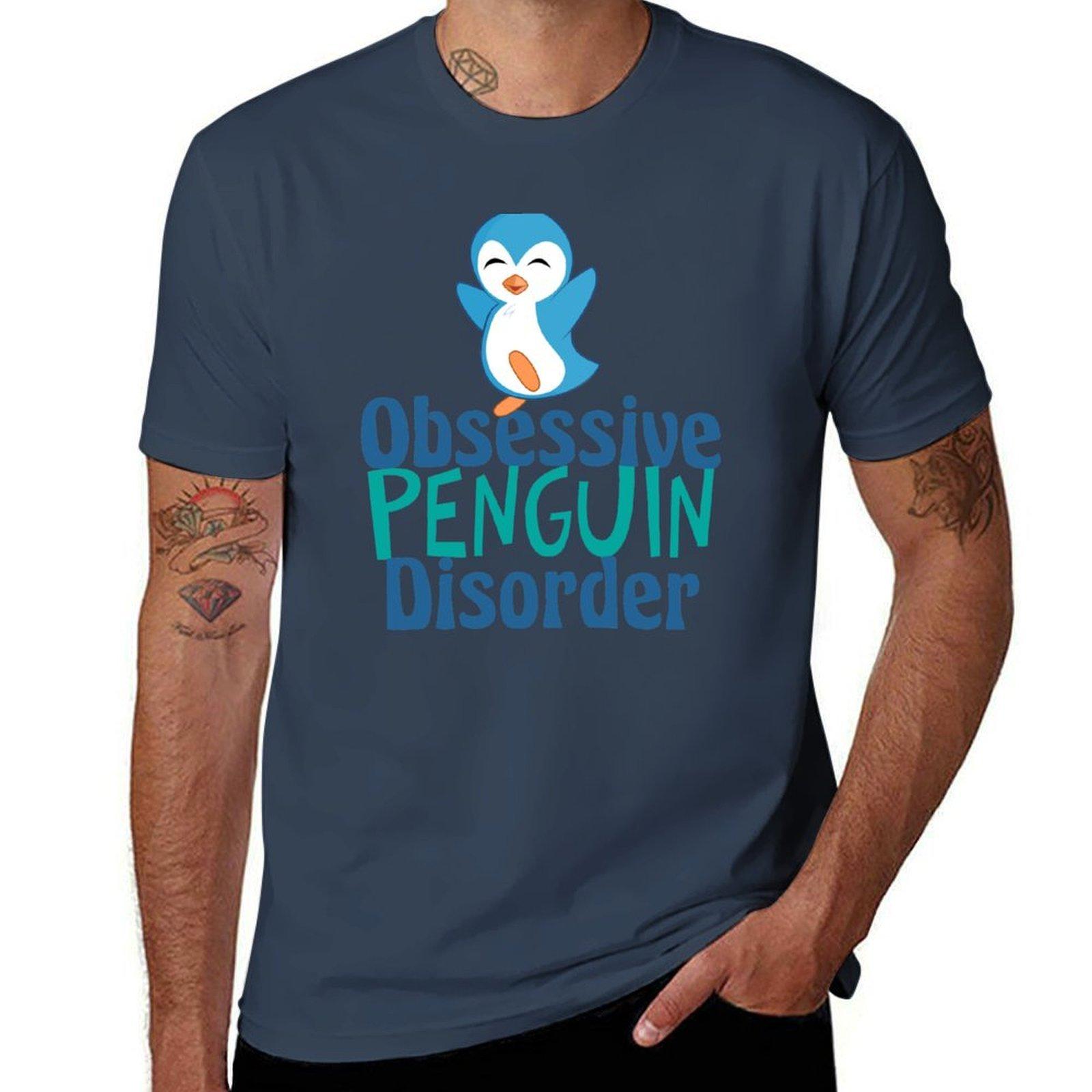 Cute Obsessive Penguin Disorder Tshirt Minimalist Plain Crew Neck Tshirt S