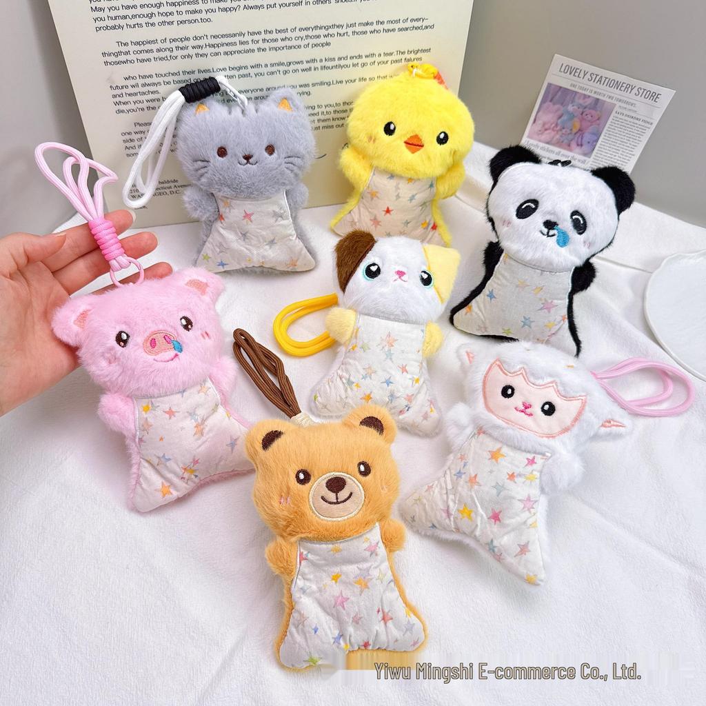 Lamb Cat Beanbag Doll Keychain: Plush Toy Pendant for Kids