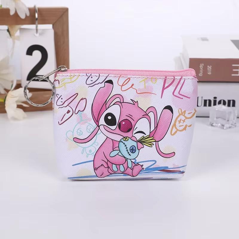 MINISO Stitch Mini Coin Purse Cartoon Cute Anime Pu Key Case Storage Bag Children Kawaii Wallet Gifts for Kids