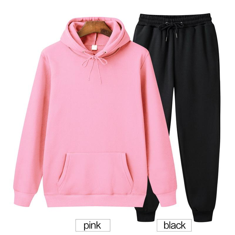 Men's And Women's Solid Color Long Sleeves Hooded Sweatshirt Men's Sportswear Hoodie Autumn Men's Hoodie + Pants Sets