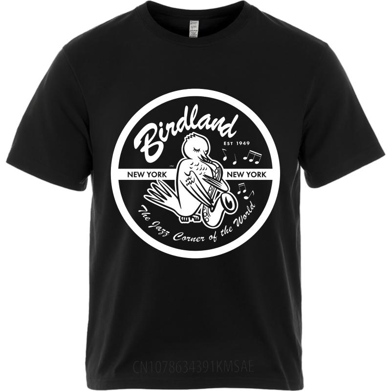 Vintage Sommer T-Shirt für Herren Birdland New York Jazz Vogel Saxophon Musik Logo Kurzarm Streetwear Rundhalsausschnitt T-Shirt