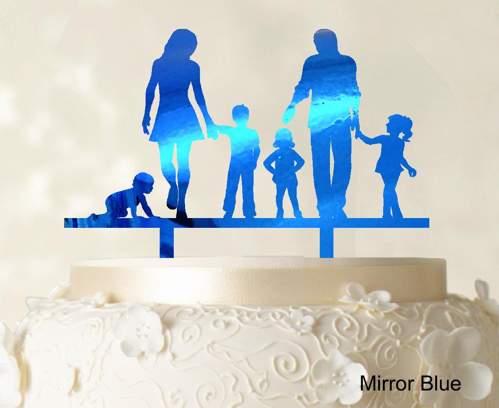 Personlig familiekaketopper Egendefinert silhuett Bryllupskake Topper Kakedekorasjoner Tilgjengelig 6"-7" tommer
