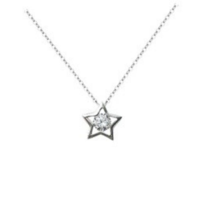 Korean Five-Pointed Star Rhinestone Pendant Necklace – Chic Summer Women's Accessory