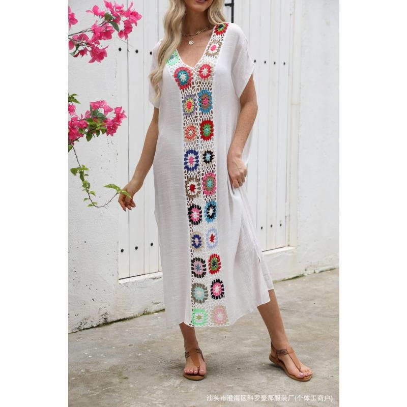 Hand Hook Dress, Slit Sexy Long Skirt, Long Robe, Beach Cover Skirt