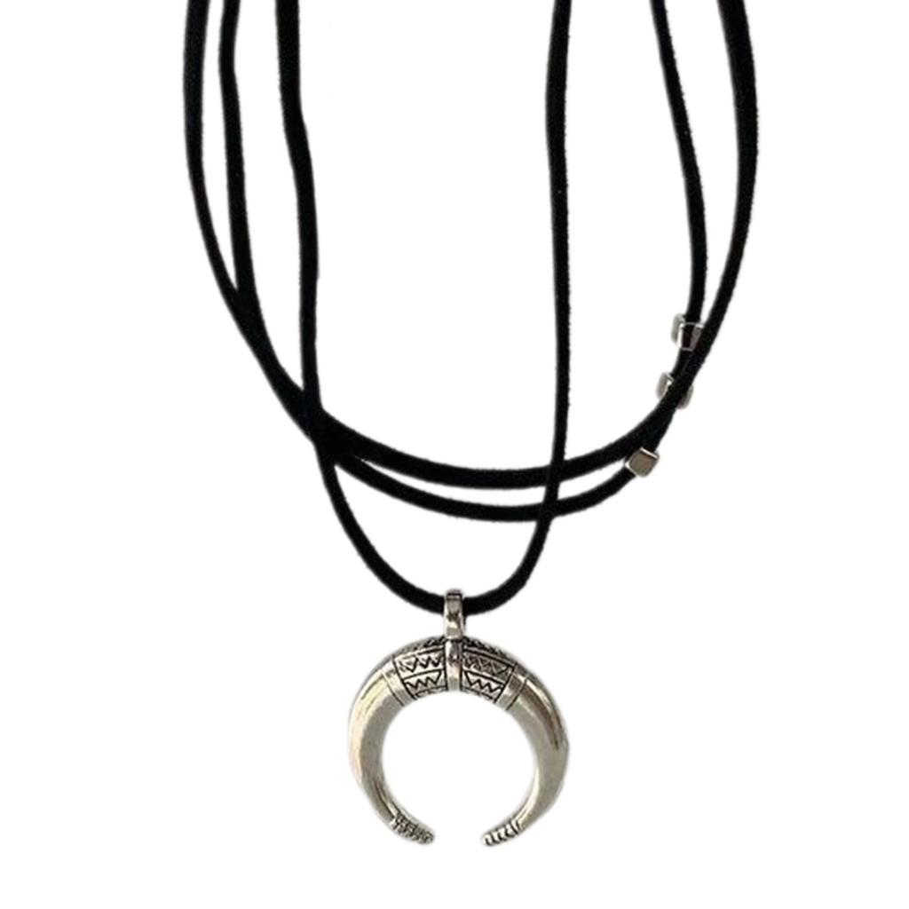 Fashion Moon Horn Pendant Necklace Choker Jewelry Multilayer Chain Necklace
