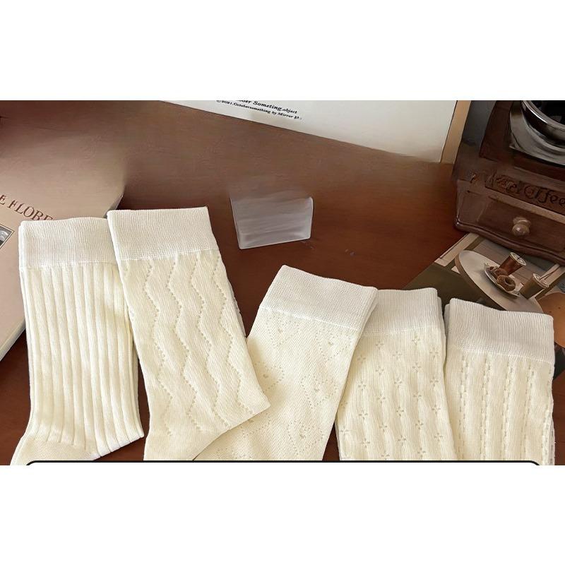 Hollowed-out Mesh Women's Summer Thin College-style Breathable, Deodorizing, Sweat-absorbing and Antibacterial Mid-calf Long Socks