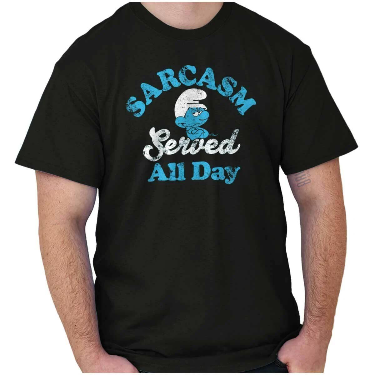 Grouchy Smurf Sarcasm All Day Mood Attitude Womens or Mens Crewneck T Shirt Tee XXXL