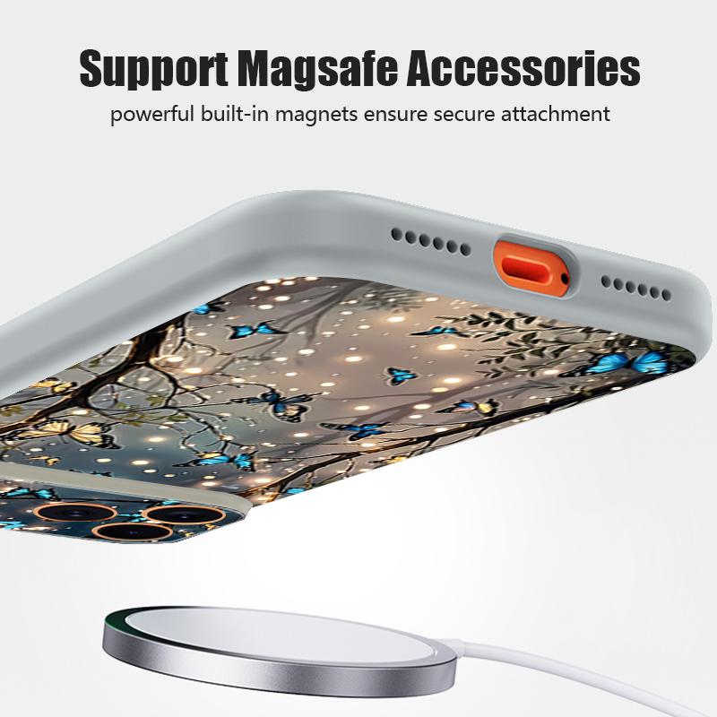 Magnetic For Magsafe Case For iPhone 17 Pro Max Glowing Fantasy Butterfly Pattern Skin Feeling Cover For iPhone 16 15 14 13 Pro Max