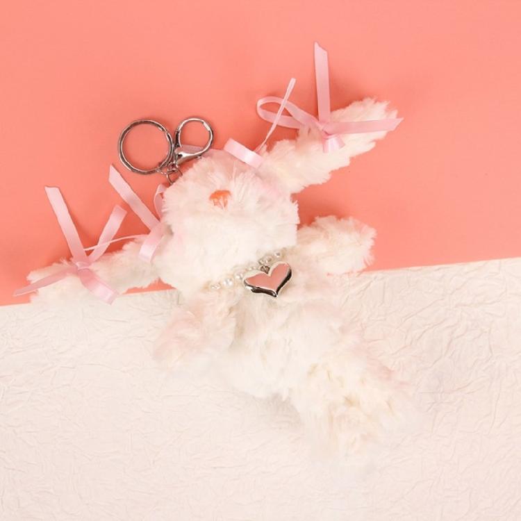 Lovely Plush Rabbit Keychain Cartoon Rabbit Bag Charm Bag Ornament for Girl Featuring Soft Fabric and Eye Catching Color