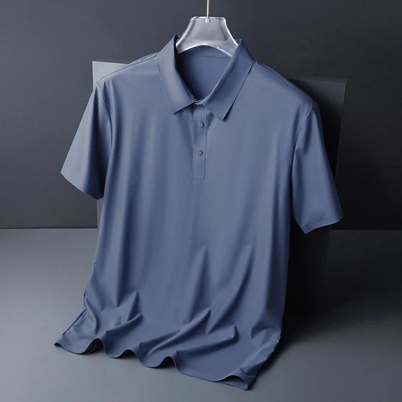 Men's Striped Polo Shirt Short Sleeve Casual Breathable Business Top