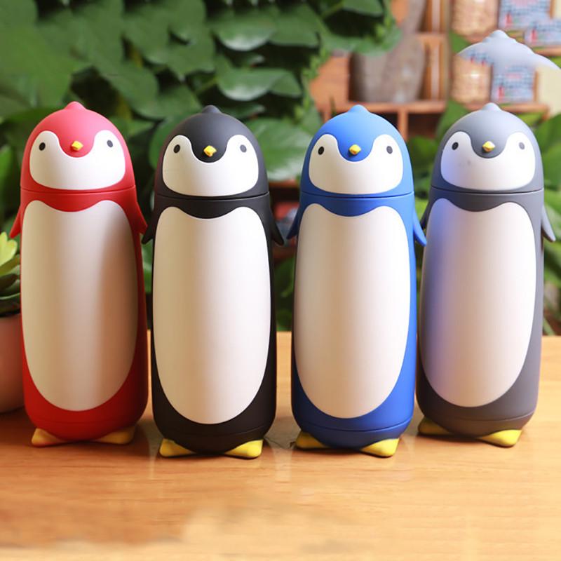 Black 280ml Stainless Steel Cute Penguin Cup Bottle Flask vaccum Flask