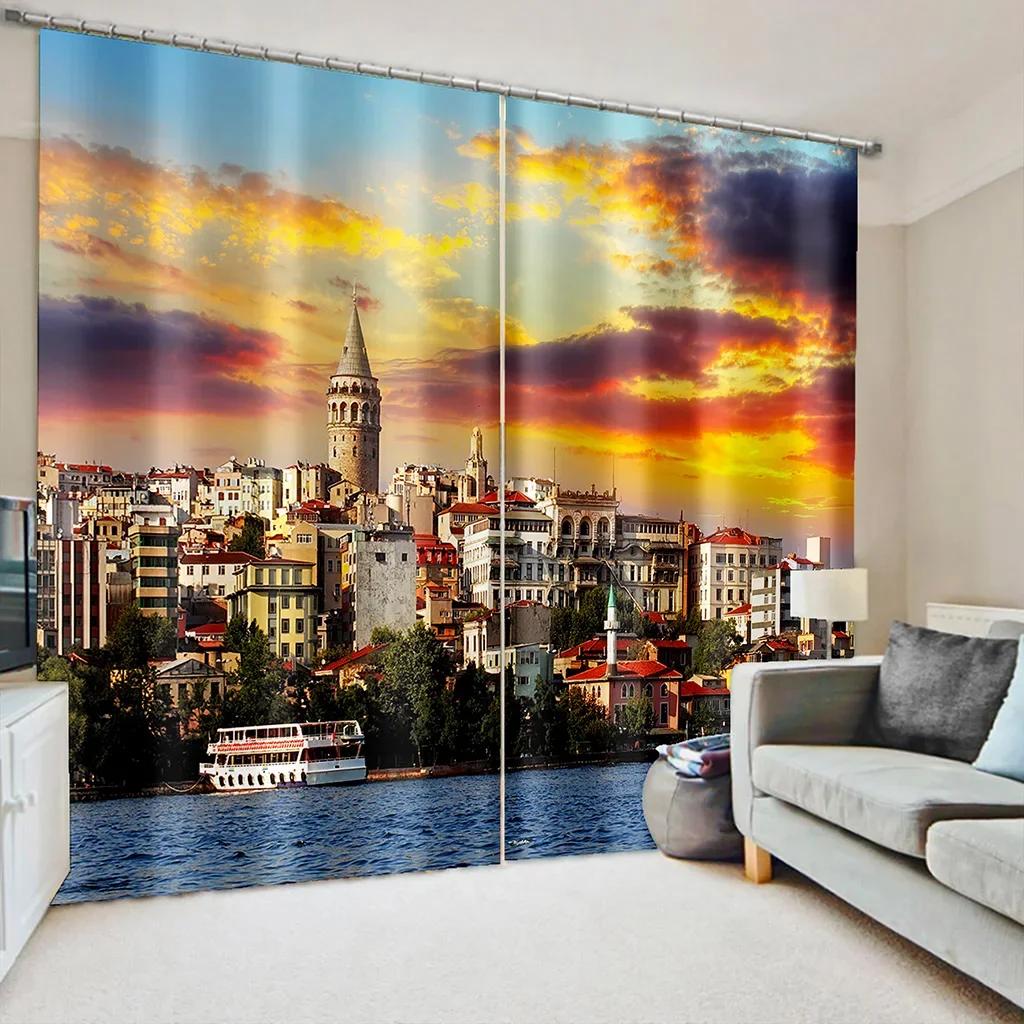 3D 2 Panel New York City Night View Curtains for Bedroom Living Room Floor-to-ceiling Window Kitchen Blinds cortinas Rideaux