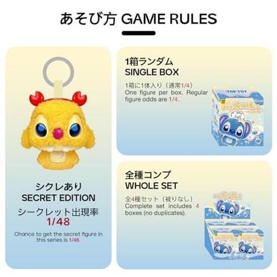 TOP TOY Disney Stitch Mochimochi Bouncing Fur Series Plush Pendant 1 Piece Gachapon Blind Box Figure Plastic Model Premium Birthday Present Character