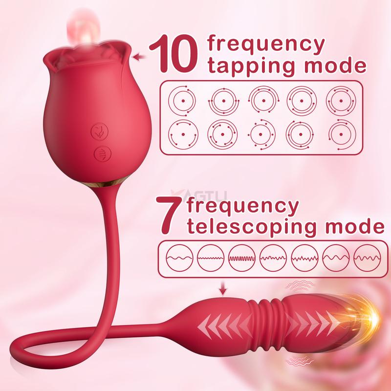 Rose-Tapping Nipples Clitoris Vibrator for Women Thrusting G Spot Massager Dildo Anal Stimulator Vibrating Egg Erotic Sex Toys