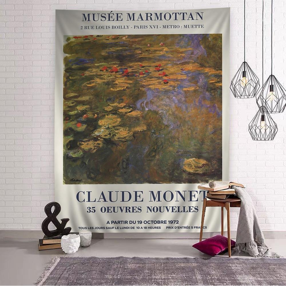 Impressionism Artist Claude Monet Chart Tapestry Bohemian Wall Tapestries Mandala Wall Art Decor