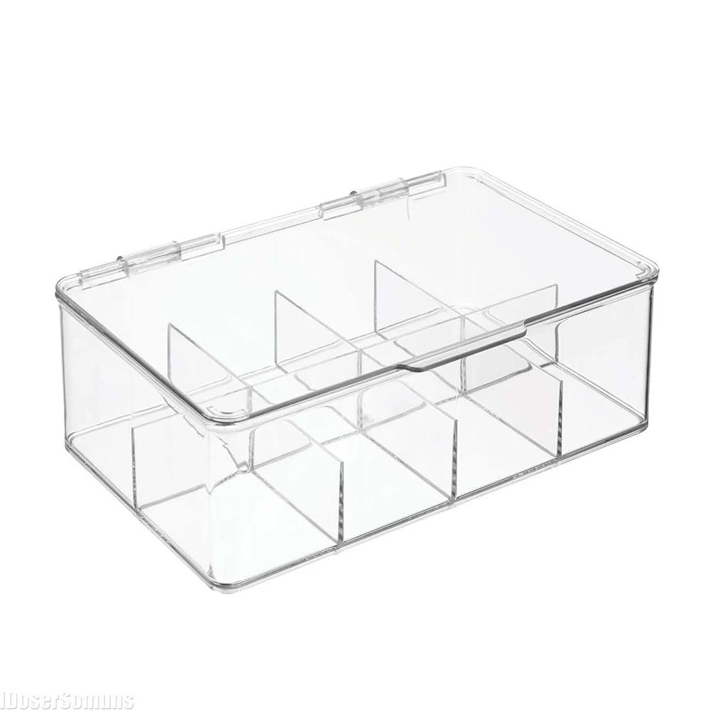 Teebeutel-Organizer für den Schreibtisch, für Schubladen, unterteilt, transparente Teebox, Haushalts-Kaffee-Aufbewahrungsbox, Behälter, transparente Acryl-Aufbewahrungsbox