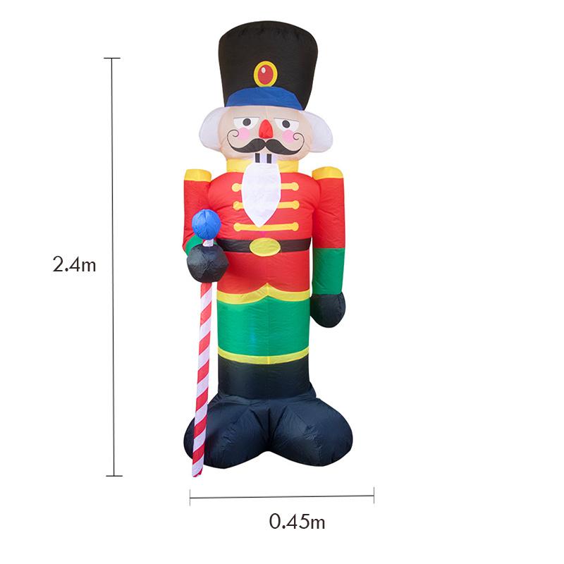 2.4m Inflatable Santa Claus LED Light Merry Christmas Outdoor Nutcracker New Year 2022 Christmas Decoration Garden Soldier