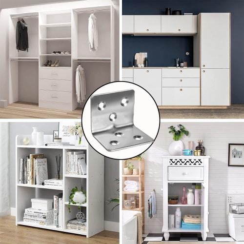 KOCOMART L-Shaped Brackets, L-Shaped Brackets, Set of 20, 6 Screw Holes, 28*28*36mm, L-Shaped Angles, Corner Braces, Includes 120 Screws, Earthquake P