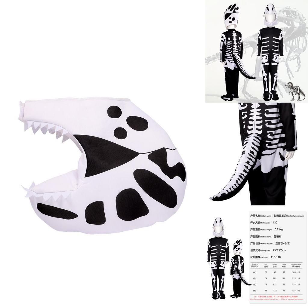 Halloween Skull Dinosaur Cosplay Costume For Kids With Polyester Fabric For Stage Performance