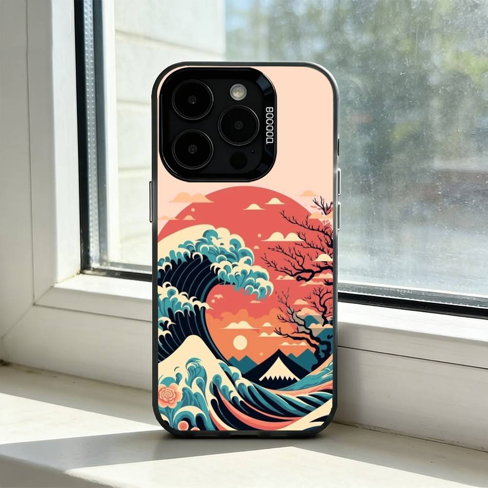 The Great Wave Off K-Kanagawa Phone Case For iPhone 17,16,15,14,13,12,11 Plus,Pro Max,XS,Colorful Silver Black Cover