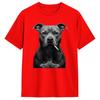 Tough Pitbull Dog Black White Canine Portrait Design Cotton T Shirt For Unisex Beach Vintage TShirts Hip Hop Tees Big Size Clothes