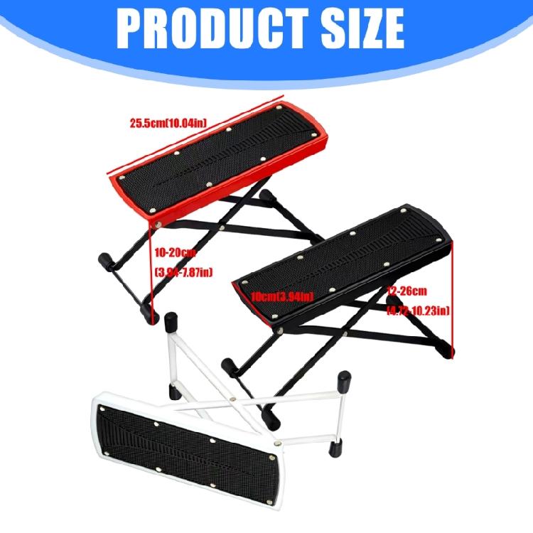 Steel Reinforced Guitar Foot Stool 6 Adjustable Positions Foldable Frame Slip Resistant Rubber Base For Enhanced Comfort