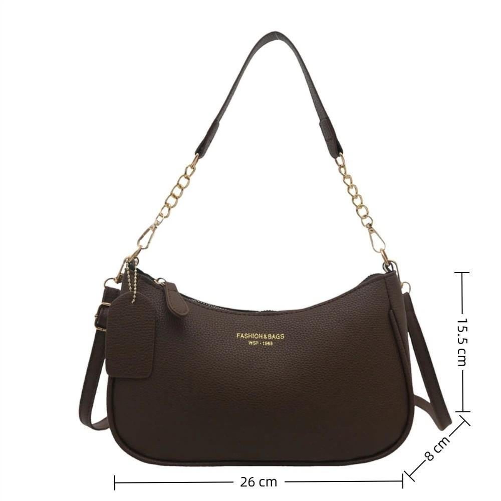 Fashionable PU Leather Crossbody Bag Zipper Adjustable Shoulder Bag Solid Color Underarm Bag Women