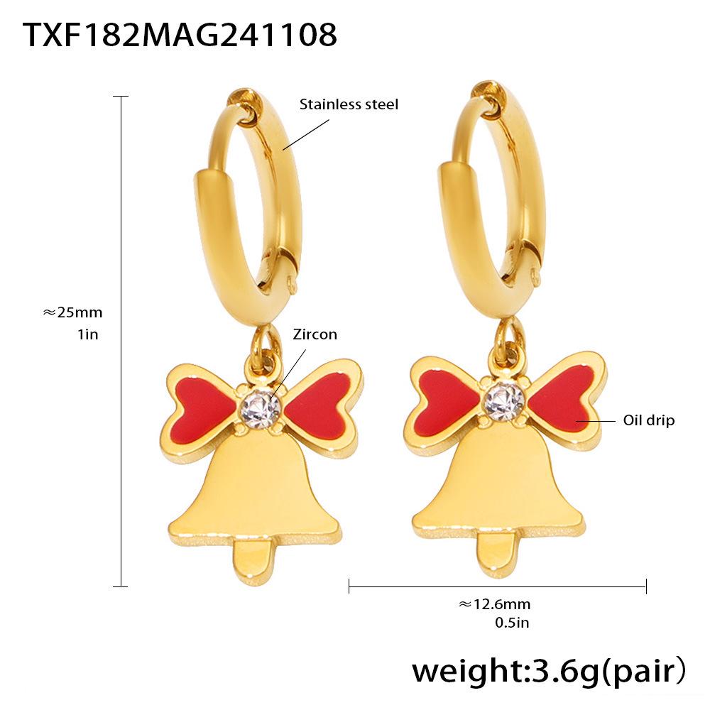 18K Gold-Plated Zircon Enamel Earrings Set
