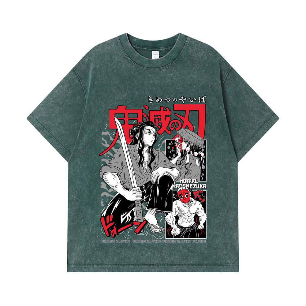 275 GSM Washed T-shirts 100% Cotton Demon Slayer V94 Haganezuka Print Unisex Heavy Cotton T Shirt