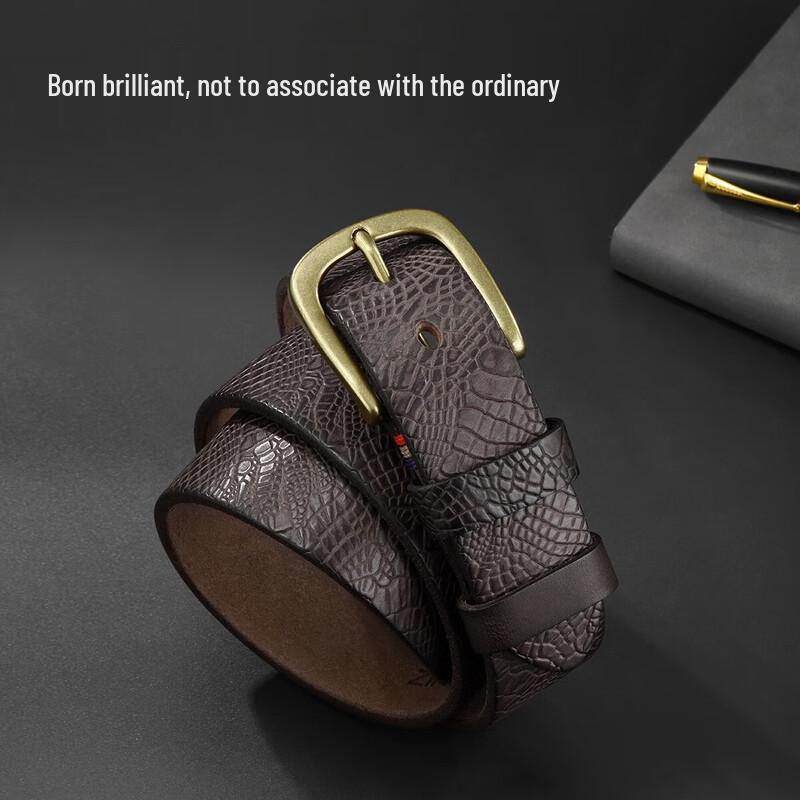 ZIPPO Men's Genuine Leather Pin Buckle Belt