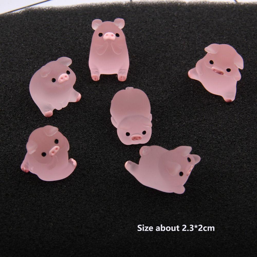 20pcs Luminous Mini Ornament Glowing Microlandscape Decoration Pink Piggy Doll Toy  Doll House Decor
