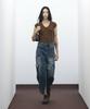 Viva Brown 85-Vivaj073 Cat Sand Washed Slit Pocket Long Denim Skirt Indigo