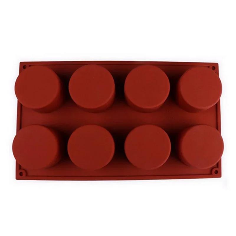 New 6 Cavity Cylinder Silicone Cake Mold For Cookies Making 3D Handmade Kitchen Reuse Baking Tools Decorating Mousse Mould