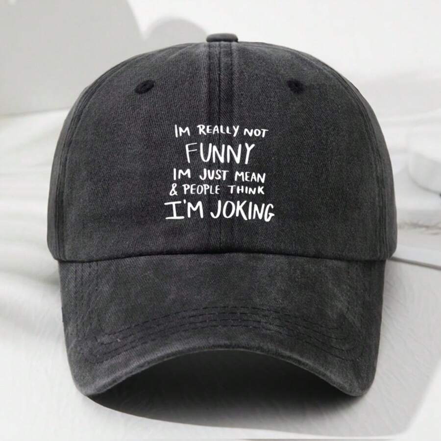 Black Humorous Baseball Cap With Text Print Adjustable For Adults Outdoor Casual Wear