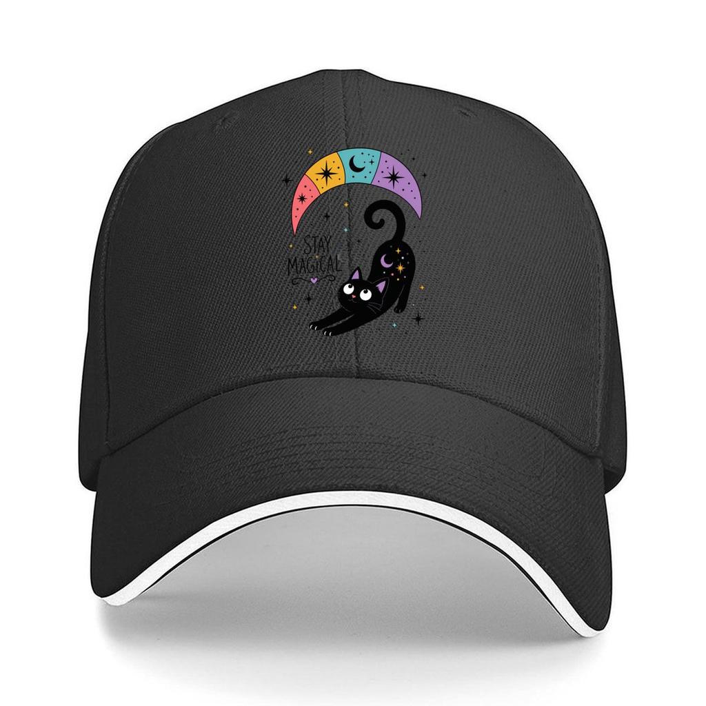 Whimsical Rainbow Moon Cat Charm Sandwich Baseball Cap Sun Cap Outdoor Workouts Hat