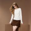 Lyocell Blend Ruffle Edge Long Sleeve T-Shirt