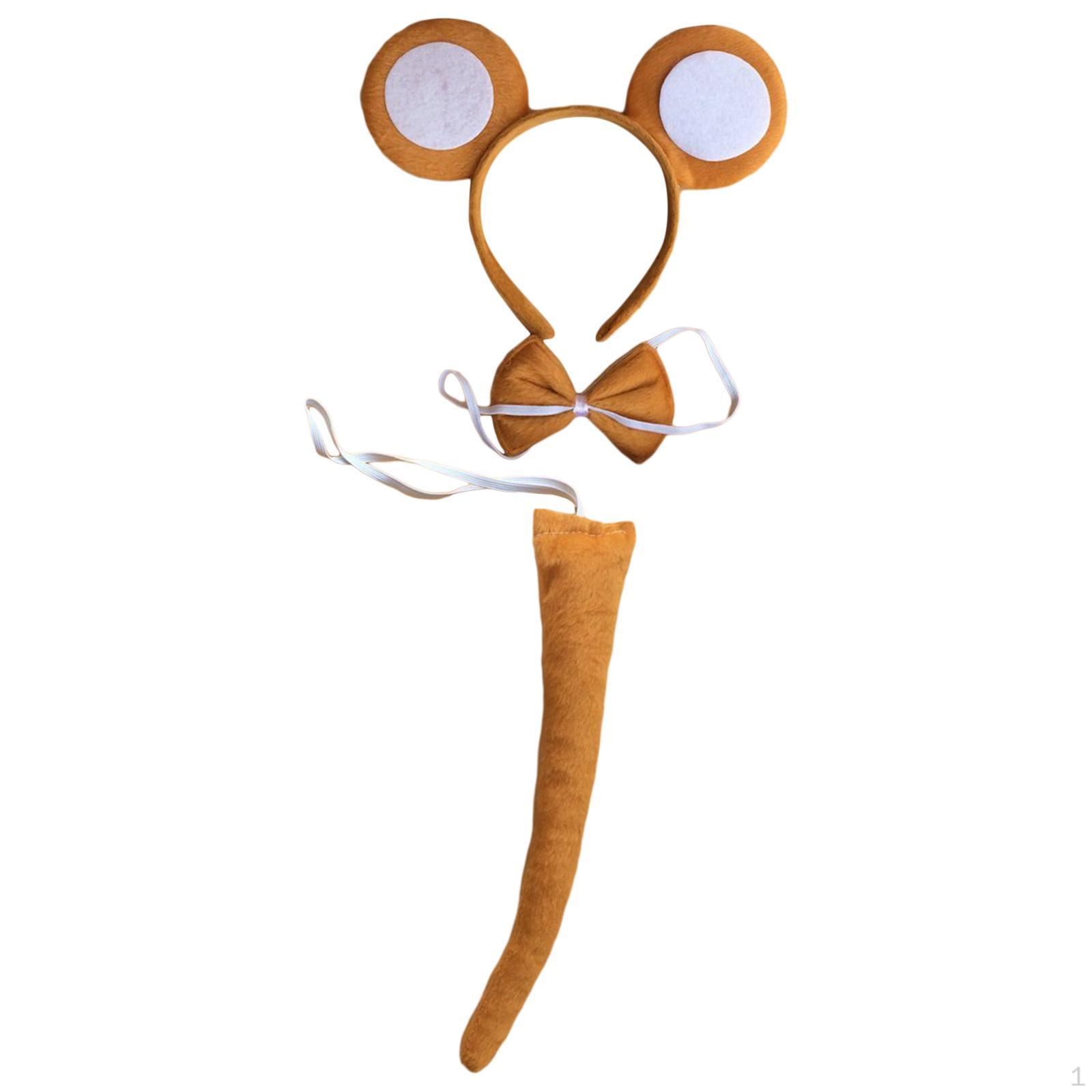 

Обезьяньи уши, галстук-бабочка и хвост, аксессуары для костюмов животных, легкий обруч для волос для детей и взрослых