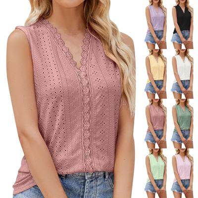 Women's V-neck Fashionable Hollow-out Casual Short-sleeved Top