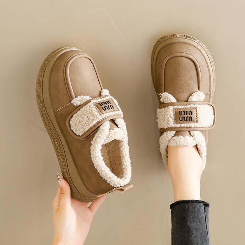Velvet Winter New British Style Platform Beanie Small Leather Shoes Pregnant Women Warm Cotton Shoes
