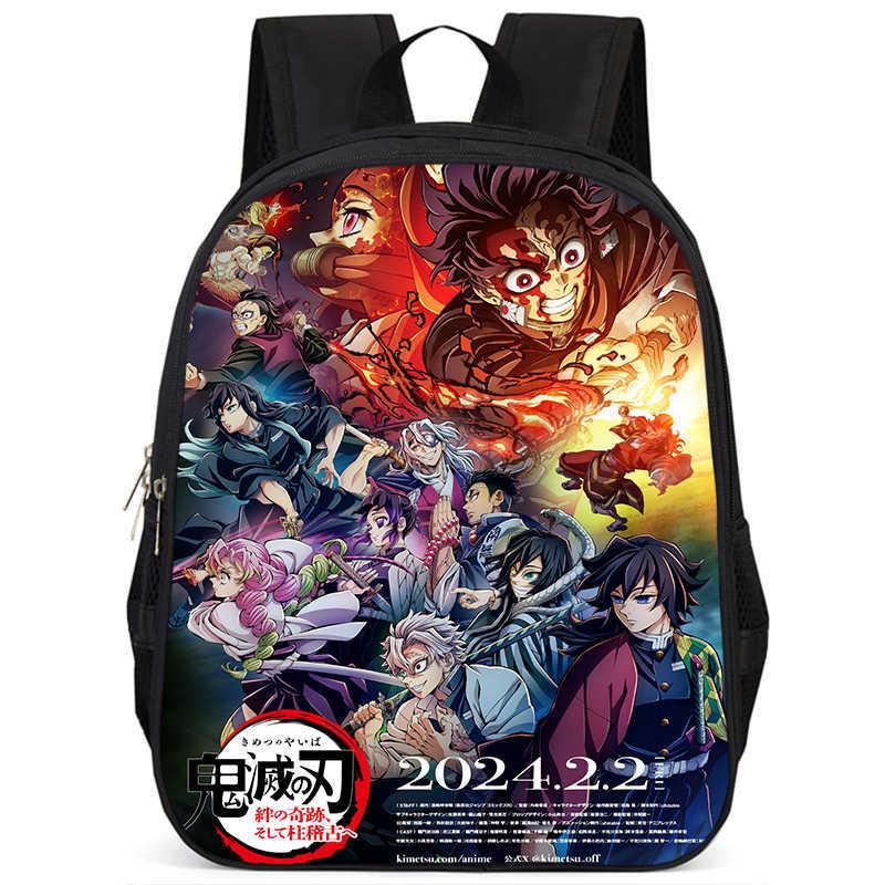 Trendy Demon Slayer Book Bag With Durable Oxford Fabric And Large Storage
