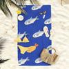 1pc, Oversized Soft Beach Towel in a Cartoon Fish Style, Featuring a Small Fish and Yellow Croaker Fish Print Pattern,Microfiber