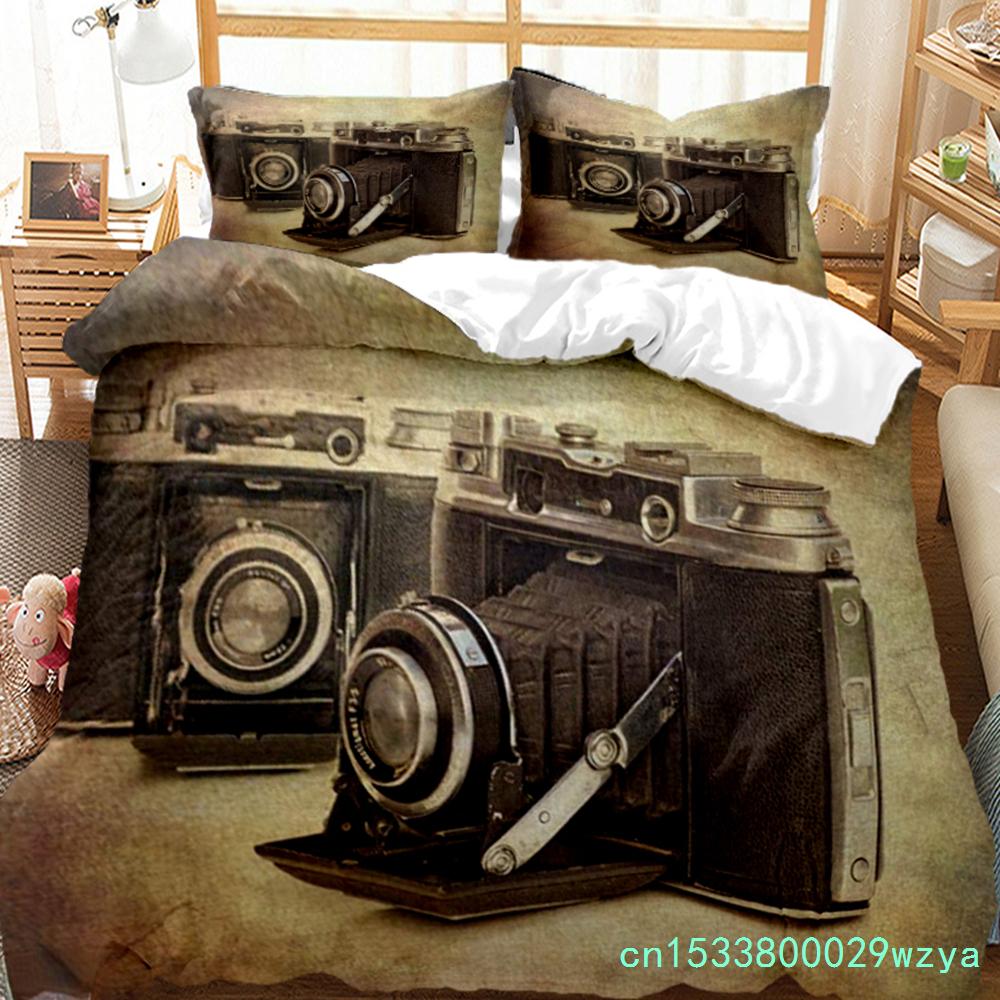 Vintage Camera Duvet Cover Fashion Comforter Bedding Set Soft Quilt Cover And Pillowcases For Teens Boy Single/Double/Queen/King