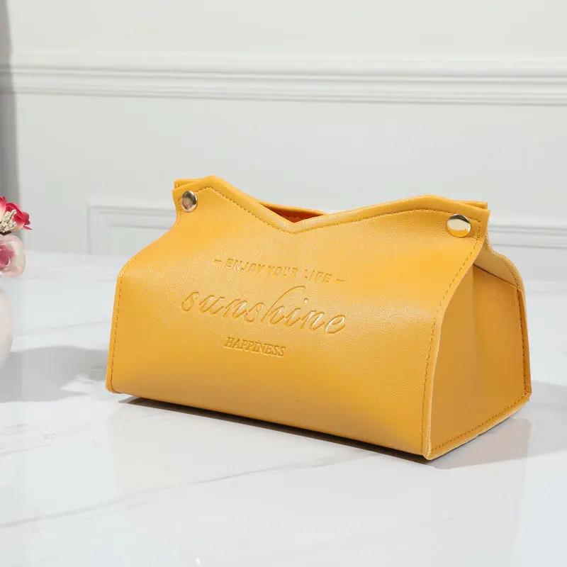 New Living Room Dining Room Tissue Box Environmentally Friendly Leather Multi-purpose Solid Color Creative Napkin Storage Box