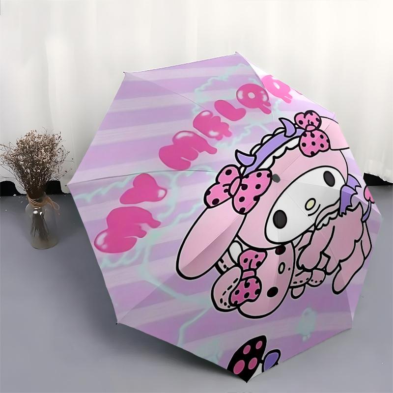 1pc My Melody Automatic Opening/Closing Umbrella with Portable Tri-Fold Design, 8-Bone Iron Frame, Outdoor, Perfect Gift for Fans, Travelers, Daily Us