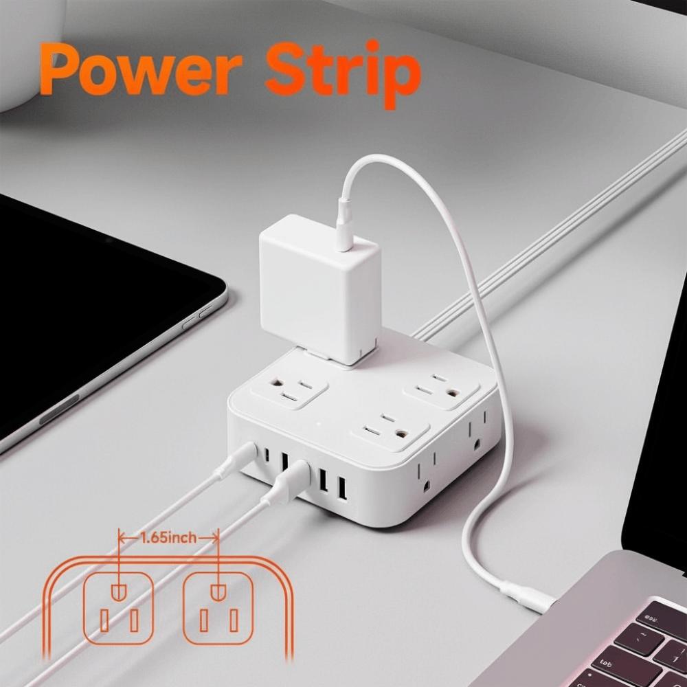 Extender with Cable USB Ports Plug Strip Flat Plug USB Charging Strip  Laptop