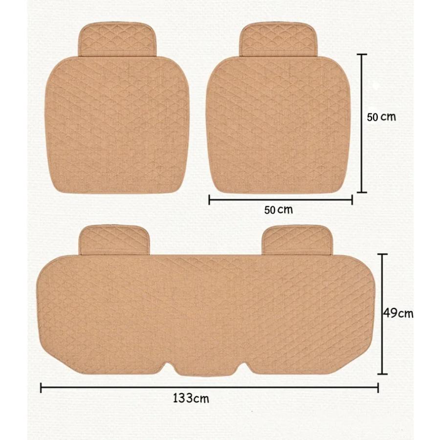 Linen Car Seat Covers, Front And Rear Linen Fabric Cushions, Summer Breathable Protective Pads, Car Parts