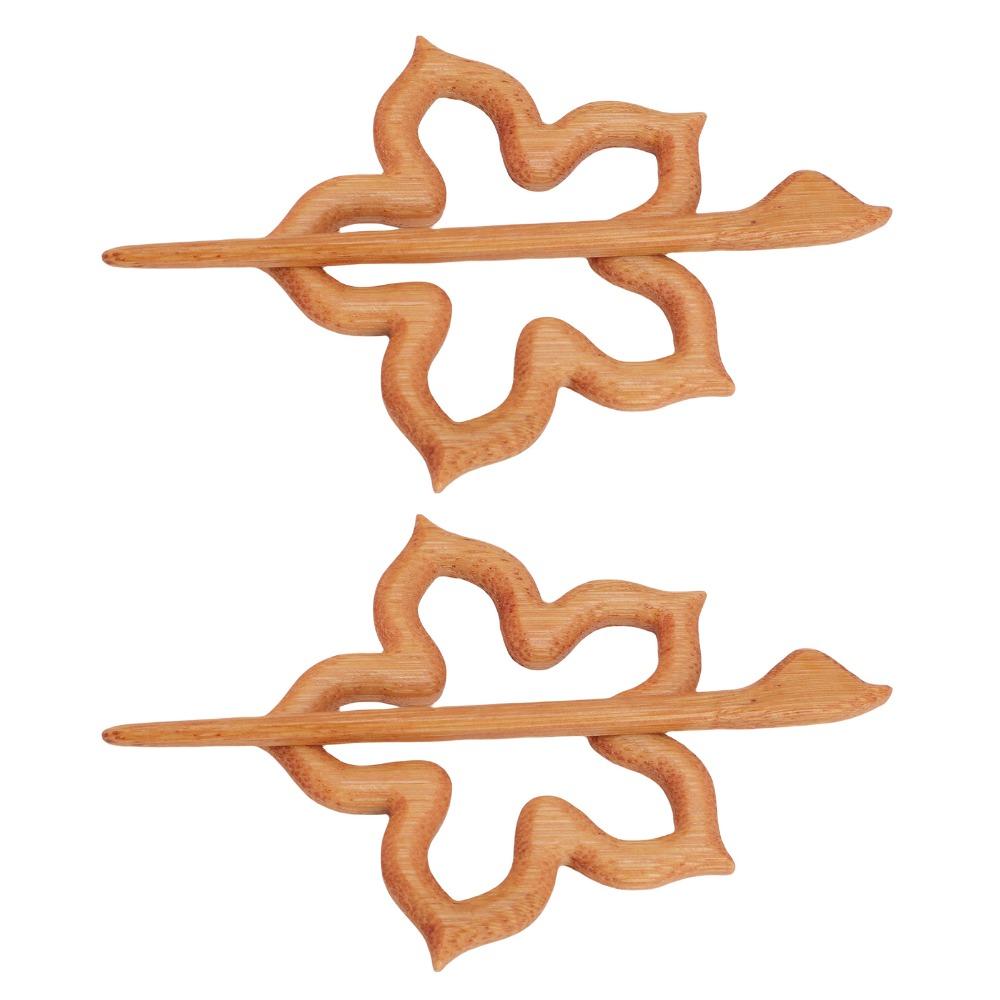 2pcs Handmade Wooden Flower Brooch Flower Shaped Scarf Buckle Brooch Wooden Brooch Pins For Sweater