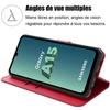 Coque de protection - BOOLING - pour Samsung Galaxy A15 4G-5G - Rouge - Antichoc - Cuir PU