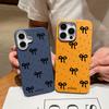Leather Texture Bowknot Patterned Phone Case for iPhone 16 Pro 15 14 Plus 13 12 Pro Max 11 Shockproof Soft Tpu Slim Matte Case Cover
